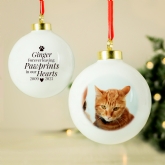 Thumbnail 2 - Personalised Paw Print Pet Memorial Photo Bauble