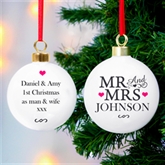 Thumbnail 1 - Personalised Mr & Mrs Christmas Bauble