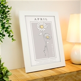 Thumbnail 1 - Personalised Birth Flower White A4 Framed Print