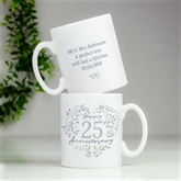 Thumbnail 2 - Personalised 25th Silver Wedding Anniversary Mug