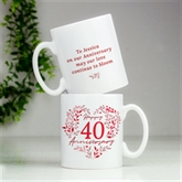 Thumbnail 2 - Personalised 40th Ruby Wedding Anniversary Mug