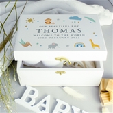 Thumbnail 2 - Personalised Safari Animals White Wooden Keepsake Box