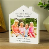 Thumbnail 4 - Personalised Grey Heart Photo Upload Wooden House Ornament