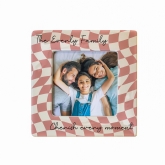 Thumbnail 4 - Personalised Pink Checkerboard Ceramic 4x4 Photo Frame