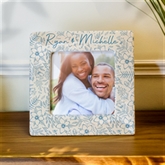 Thumbnail 2 - Personalised Blue Floral Ceramic 4x4 Photo Frame