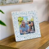 Thumbnail 3 - Personalised Blue Floral Ceramic 4x4 Photo Frame