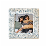 Thumbnail 4 - Personalised Blue Floral Ceramic 4x4 Photo Frame