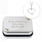 Thumbnail 1 - Silver Heart Necklace in Personalised Butterfly Box