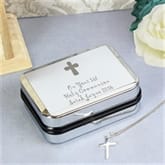 Thumbnail 1 - Sterling Silver Cross Necklace in Personalised Box