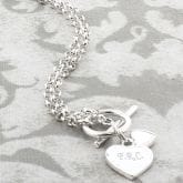 Thumbnail 5 - Personalised Sterling Silver Heart & T Bar Necklace