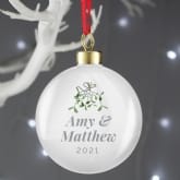 Thumbnail 2 - Personalised Couples Mistletoe Bauble