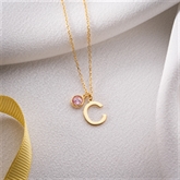 Thumbnail 5 - Initial and Birthstone Necklace