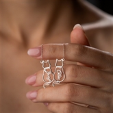 Thumbnail 4 - Personalised Sterling Silver Cat Necklace with Name