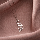 Thumbnail 5 - Personalised Sterling Silver Cat Necklace with Name