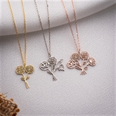 Thumbnail 1 - Personalised Birth Flower Bouquet Necklace