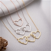 Thumbnail 1 - Personalised Three Hearts Necklace in Sterling Silver