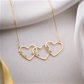 Thumbnail 6 - Personalised Three Hearts Necklace in Sterling Silver
