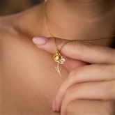 Thumbnail 4 - Birth Flower Necklace with Birthstone