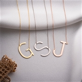 Thumbnail 1 - Large Sideway Initial Necklace in Sterling Silver