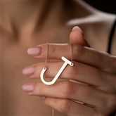 Thumbnail 2 - Large Sideway Initial Necklace in Sterling Silver