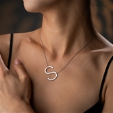Thumbnail 4 - Large Sideway Initial Necklace in Sterling Silver