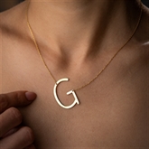 Thumbnail 5 - Large Sideway Initial Necklace in Sterling Silver