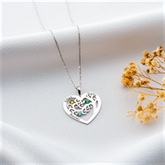 Thumbnail 5 - Personalised Heart-Shaped Family Tree Necklace with Birthstone