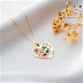 Thumbnail 6 - Personalised Heart-Shaped Family Tree Necklace with Birthstone