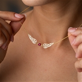 Thumbnail 3 - Angel Wing Necklace with Birthstone
