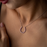 Thumbnail 1 - Horseshoe Necklace with Birthstone