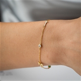 Thumbnail 6 - Personalised Birthstone Bracelet with Initial Charms
