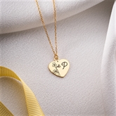 Thumbnail 7 - Personalised Birth Flower Heart Necklace with Initial