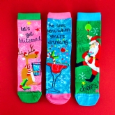 Thumbnail 1 - Lets Get Blitzened Set of 3 Christmas Socks