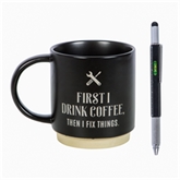 Thumbnail 2 - First I Drink Coffee Mug with Multi-Tool Pen