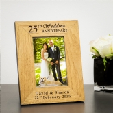 Thumbnail 1 - Personalised 25th Wedding Anniversary Wooden Photo Frame