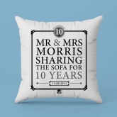 Thumbnail 2 - Personalised 10th Anniversary Sharing The Sofa Cushion