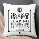 Thumbnail 1 - Personalised 11th Anniversary Sharing The Sofa Cushion