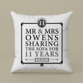 Thumbnail 2 - Personalised 11th Anniversary Sharing The Sofa Cushion