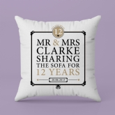 Thumbnail 2 - Personalised 12th Anniversary Sharing The Sofa Cushion