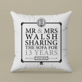 Thumbnail 2 - Personalised 13th Anniversary Sharing The Sofa Cushion