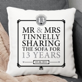 Thumbnail 1 - Personalised 13th Anniversary Sharing The Sofa Cushion