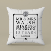 Thumbnail 2 - Personalised 13th Anniversary Sharing The Sofa Cushion