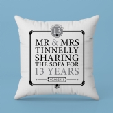 Thumbnail 3 - Personalised 13th Anniversary Sharing The Sofa Cushion