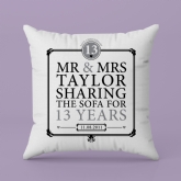 Thumbnail 4 - Personalised 13th Anniversary Sharing The Sofa Cushion