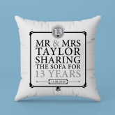 Thumbnail 3 - Personalised 13th Anniversary Sharing The Sofa Cushion