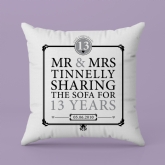 Thumbnail 4 - Personalised 13th Anniversary Sharing The Sofa Cushion