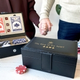 Thumbnail 3 - Personalised Poker Set in Faux Leather Box