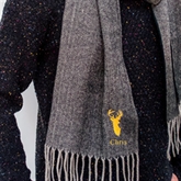 Thumbnail 2 - Personalised Brown Herringbone Stag Scarf