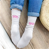 Thumbnail 1 - Personalised Birth Year Embroidered Snug Socks