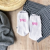 Thumbnail 3 - Personalised Birth Year Embroidered Snug Socks